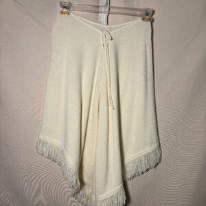Women's Knit Skirt Creme Fringed OS